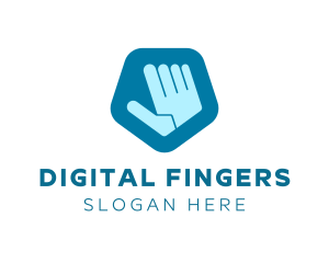 Fingers - Blue Pentagon Hand logo design