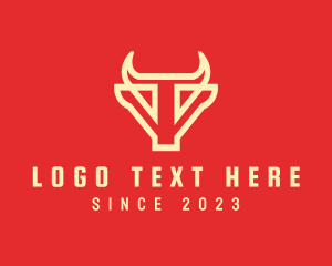 Bullfight - Yellow Bull Letter T logo design