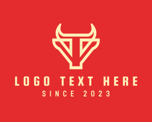 Farming - Yellow Bull Letter T logo design