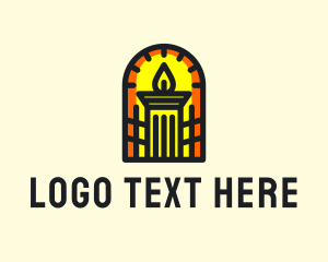Academy - Torch Column Structure logo design