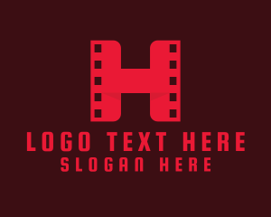 Movie Review - Cinema Film Reel Letter H logo design