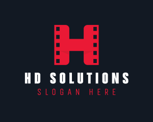 Cinema Film Reel Letter H logo design