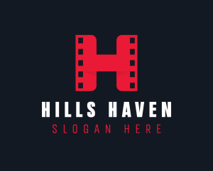 Cinema Film Reel Letter H logo design