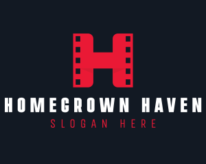 Cinema Film Reel Letter H logo design