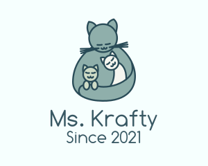 Stuffed Animal - Mother Cat Kittens logo design