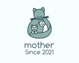 Mother Cat Kittens logo design