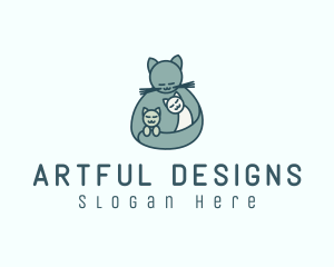 Cat Mom Kittens logo design