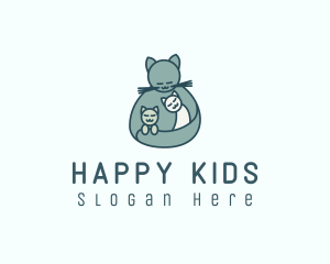 Cat Mom Kittens logo design