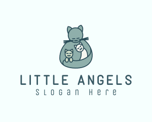 Cat Mom Kittens logo design