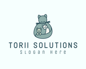 Cat Mom Kittens logo design