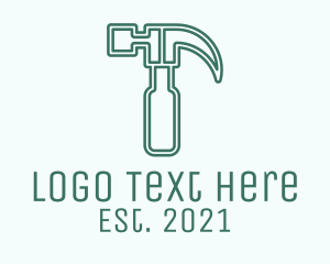 Tool - Green Hammer Line Art logo design