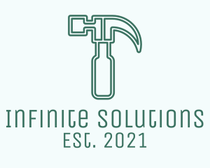 Fixtures - Green Hammer Line Art logo design