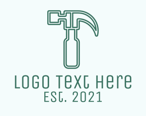Fixing - Green Hammer Line Art logo design