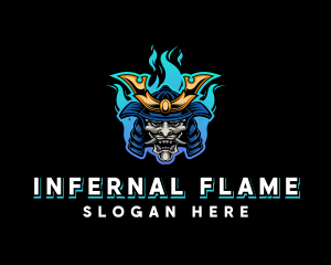 Flame Samurai Warrior logo design