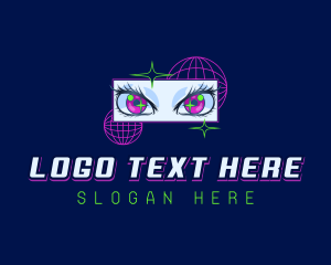 Lashes - Cyber Futuristic Eyes logo design