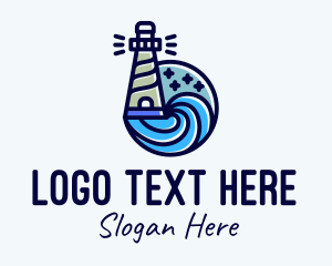 Nautical - Lighthouse Seaport Outline logo design