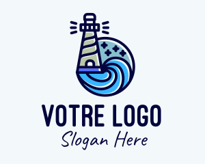 Surf - Lighthouse Seaport Outline logo design