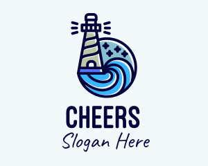 Seafarer - Lighthouse Seaport Outline logo design