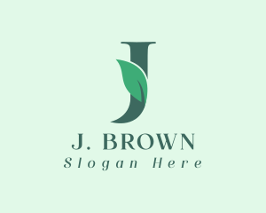 Natural Leaf Letter J logo design