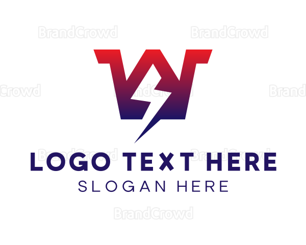 Flash Bolt Letter W Logo