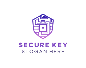 Password - Circuit Shield Padlock logo design