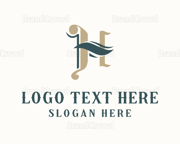 Luxury Wave Calligraphy Letter H Logo