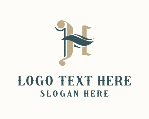 Old - Luxury Wave Calligraphy Letter H logo design