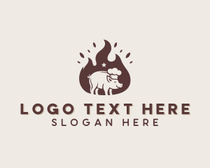 Pig - Pork Flame Barbecue logo design