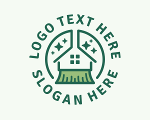 Sanitation - House Broom Cleaning logo design