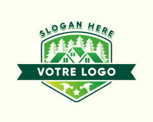 Cabin - House Roofing Builder logo design