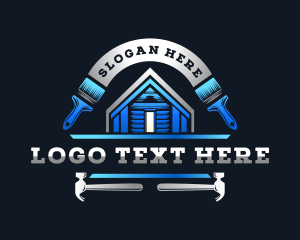 Hammer - Paintbrush Hammer Carpentry logo design