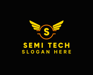 Semi - Courier Delivery Wings logo design