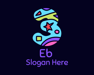 Nursery - Colorful Shapes Number 3 logo design