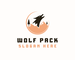 Howling Mountain Wolf  logo design