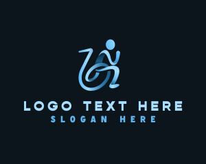 Humanitarian - Run Person Wheelchair logo design