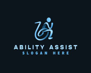 Handicap - Run Person Wheelchair logo design