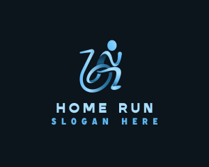 Run Person Wheelchair logo design