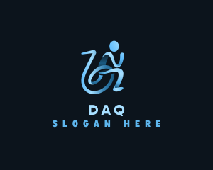 Humanitarian - Run Person Wheelchair logo design
