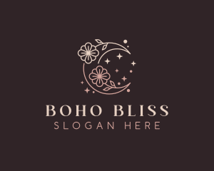 Boho Floral Moon  logo design