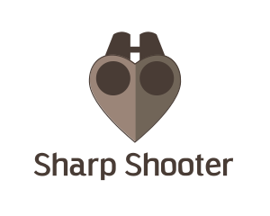 Pistol - Brown Heart Binoculars logo design