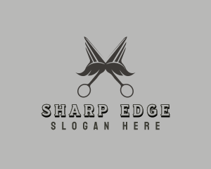 Mustache Barbershop Scissors logo design