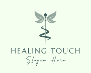 Medical Acupuncture Leaf logo design