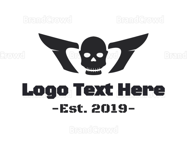 Horror Winged Skull Logo