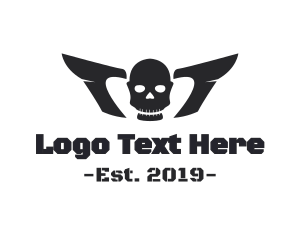 Cranium - Horror Winged Skull logo design