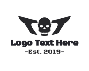 Winged - Horror Winged Skull logo design