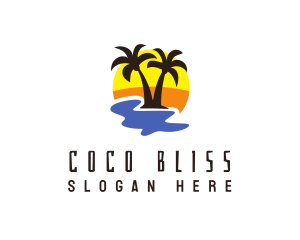 Coconut - Summer Coconut Tree logo design