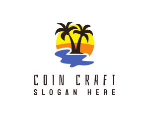 Summer Coconut Tree logo design