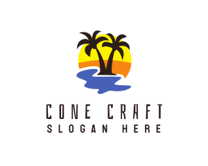 Summer Coconut Tree logo design