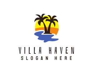 Villa - Summer Coconut Tree logo design