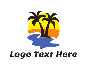Hawaii - Summer Black Coconut Tree logo design